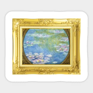 MONET - Claude Monet's Water Lilies (1908) by Claude Monet GOLD FRAME Sticker